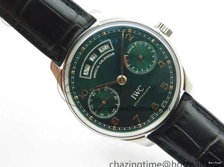 MIROTIME 0212 Portuguese Real PR Real Annual Calendar IW503510 ZF 1:1 Best Edition Green Dial on Black Leather Strap A QuickDry 7097